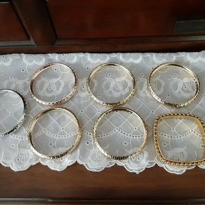 Gold Plated Bangle Bracelets - lot of 7